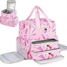 Nail Polish Organizer Case - Large Double Layer Organizers And Storage Bag For Nail Supplies And Art Tech - Pink - View 2