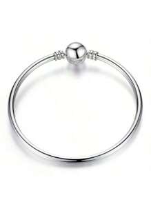 1PC Fashion Women's Round Head Button DIY Pendant Snake Bone Bracelet, Suitable For Daily Matching, Is The Perfect Holiday Gift For Women