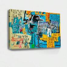 Basquiat Wall Art Jazz Wrapped Framed Canvas Wall Art, Vintage Prints Poster, A Collage Of Many Different Images Of People, Birthday Party Decor, Decorative Wall Art For Living Room Bedroom Office, Hanging Hardware Included - Framed, Horizontal - 包裹式框架 - 查看 1