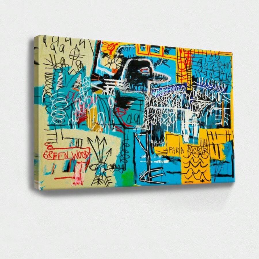 Basquiat Wall Art Jazz Wrapped Framed Canvas Wall Art, Vintage Prints Poster, A Collage Of Many Different Images Of People, Birthday Party Decor, Decorative Wall Art For Living Room Bedroom Office, Hanging Hardware Included - Framed, Horizontal - 包裹式框架 - 查看 1