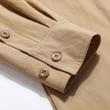 Men's Shirt With Multiple Pockets, Quick-Drying And Breathable, Suitable For Outdoor Hiking And Mountaineering; Simple Solid-Color Men's Shirts, Suitable For Spring, Summer, And Autumn Wear. - 卡其色 - 查看 6