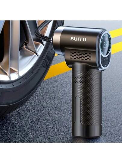 SUITU 150PSI USB充电式车载空气压缩机，便携式迷你手持轮胎充气泵，快速充气并自动断电，适用于汽车/摩托车/自行车/篮球，2000mAh 7.4V 汽车配件/礼品