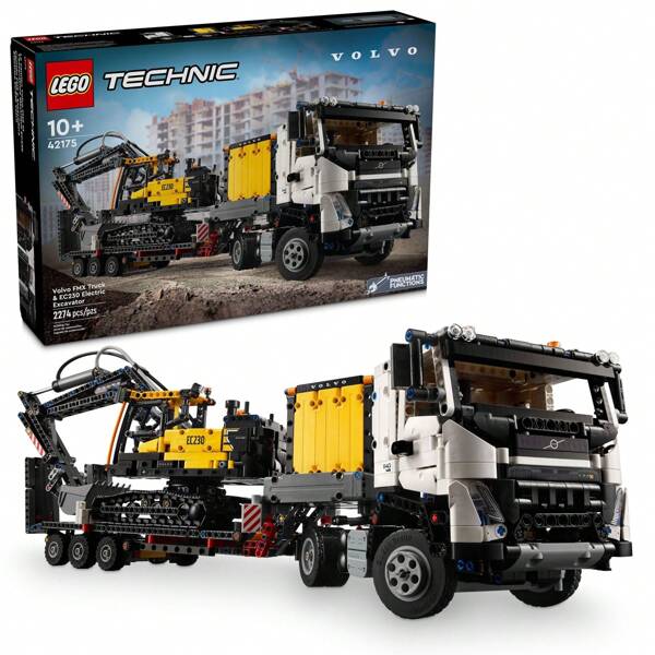 LEGO Juguete de construcción Technic Volvo FMX Camión y EC230 Excavadora eléctrica, Juguete de camión Volvo con 2 vehículos modelo, gran regalo para niños y niñas de 10 años en adelante que aman los modelos de construcción pesada, 42175