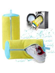 2 Sacchetti per lavare le scarpe in lavatrice - Set di 2 sacchetti per il lavaggio delle scarpe, sacchetto per lavare le scarpe con pulizia profonda a 360°, sacchetto riutilizzabile per lavatrice, sacchetti per lavare le scarpe sportive, colore giallo