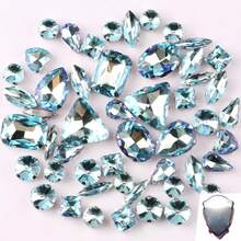 50 件/1 包,银色和金色,彩虹色,混合形状手工缝制水钻玻璃缝制装饰珠平背金属底座带孔宝石闪亮水晶 DIY 配件针线材料缝制石头水钻珠用于装饰衣服、连衣裙、包、鞋子、胸针、耳环、手工艺品 DIY。 - 七彩 多色 - 查看 12