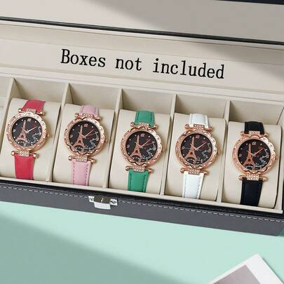 5pcs Fashion Women Watch Set Combination Quartz Watches For Women's Watch Pu Leather Wristwatch Ladies Clock Friends Family Christmas Gift Valentine's Day