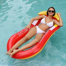 1pc Inflatable Swimming Pool Float With Headrest, Adult Sunbathing Lounger Floating Mat, Suitable For Summer Swimming Pool, Lake, Beach Party