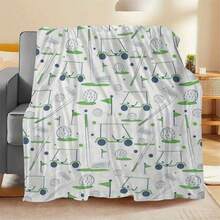 Soft Flannel Golf-Themed Throw Blanket - Cozy All-Season Blanket With Vibrant Golf Design, Perfect For Home Decor, Camping, And Gifts - Mixed Colors, Contemporary Style, Multi-Purpose Use, Cozy Blanket - 彩色 - 查看 5