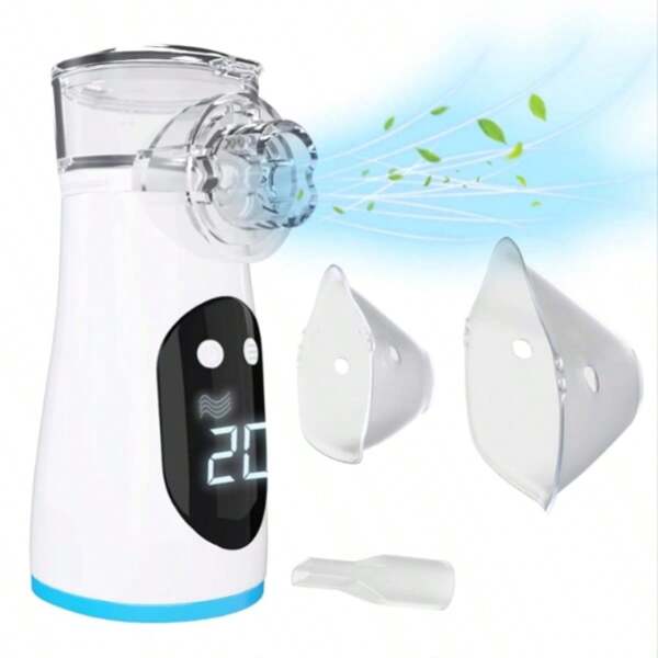 Nouveau design d'humidificateur numérique rechargeable à affichage numérique, mini brumisateur portable à main avec auto-nettoyage et inhalation