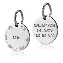 1pc Personalized Pet ID Tags - Custom Logo Pattern Round Pattern & Number Engraved Dog & Cat Collar Tags - Multicolor - View 22