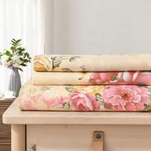 Vintage Floral Comforter Set Queen Garden Yellow Flower Duvet Cover Full 90"X 90" Duvet Cover With Zipper Closure And 2 Pillow Shams Microfiber Soft Lightweight 3pcs Farmhouse Bedding Set - 薑黃 - 查看 6