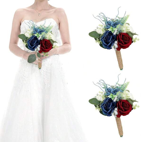 Bridal Wedding Bouquet, Champagne Pink Rose Bridal Bouquet, Wedding Artificial Flower Bouquet, Bridesmaid Bouquet, Home Decor Party Gift Room Decor Gift Birthday Graduation