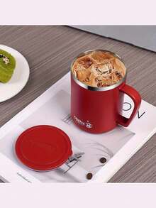 带手柄的隔热咖啡杯，不锈钢旅行杯，可重复使用的防漏冷饮杯，带盖的茶杯，适合家庭办公室使用，手柄和盖子设计，理想的礼物选择，适用于奶茶和各种饮料。 - 彩色 - 查看 8