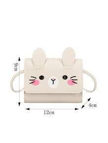 1pc PU Leather Mini Cartoon Shoulder Bag, Mini Crossbody Bag, Coin Purse - Beige - View 3