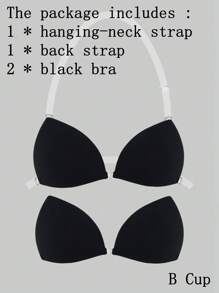 ideaCCSZ 1 Pc Triangle Cup Sticky Push Up Bra,Deep-V Design Breast Lift Self-Adhesive French Style Bras,Front Clasp Invisible Silicone Nipple Patches,With Neck Strap And Extension Buckle,Reusable For Bikini For Strapless Evening Dresses