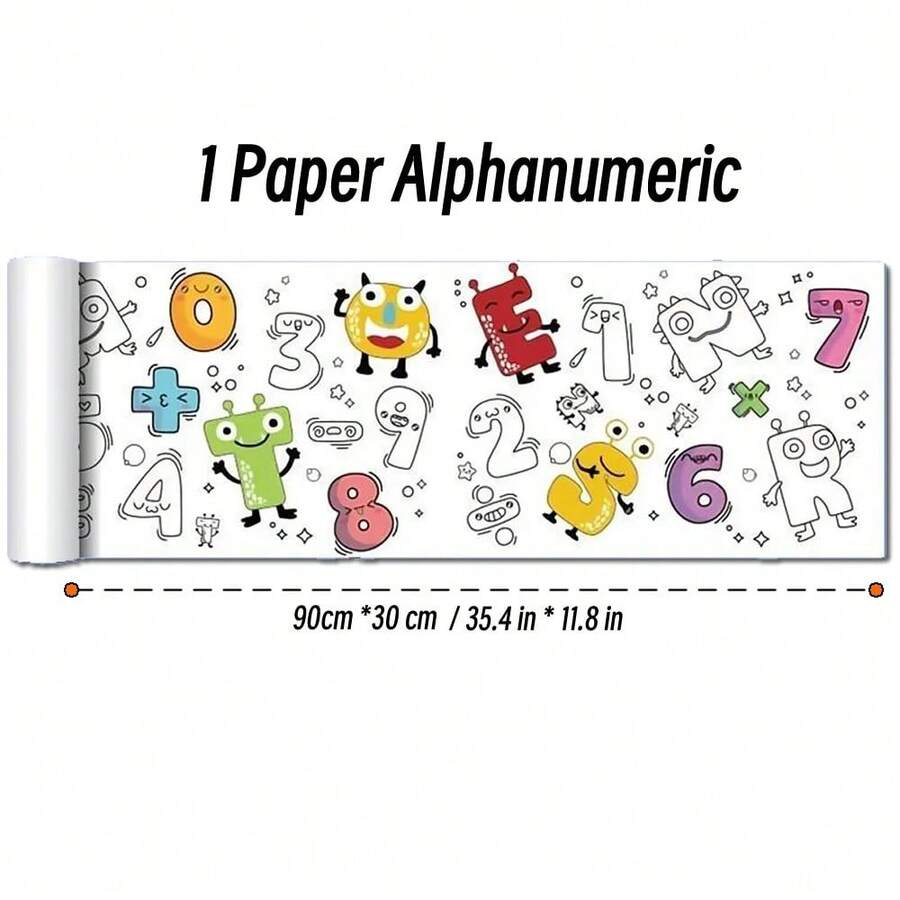 Rollo de dibujo de lienzo de animales de 90cm para niños, rollo de papel para colorear, relleno de Color, Graffiti, pintura cortada en papel, escuela educativa - 1 Papel Alfanumérico - Ver 1