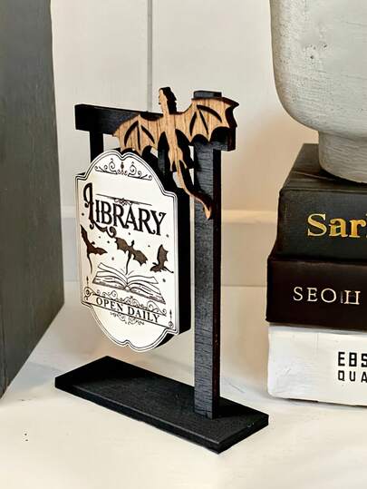 Decorazione per libreria con design fantasy a pipistrello e drago in finto legno 3D - Decorazione da scrivania mini aperta quotidiana con pipistrello e drago, decorazione per casa e ufficio per Ognissanti, regalo per lettori, artigianato dal design bizzarro, regalo perfetto per Ognissanti
