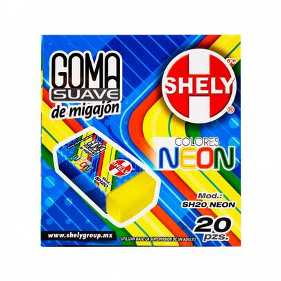 Lincky Borradores de migajón Shely, Goma para borrar cajita con 20 piezas, ideal para el regreso a clases, oficina u Hogar.. Goma suave varios colores