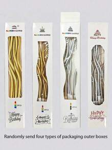 6 piezas/18 piezas Velas de cumpleaños, 6 piezas/Caja, Decoraciones para pasteles, Velas en espiral, Velas doradas, Velas plateadas, Velas retorcidas, Velas curvas para pasteles, Artículos para fiestas