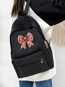 西瓜蝴蝶结女孩背包大容量笔记本电脑背包，返校经典休闲日用背包大学背包轻便学校书包适合女孩男孩，女孩背包书包适合中学青少年背包，防盗笔记本电脑背包旅行日用背包书包礼物