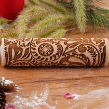 1pc 13.7-Inch Wooden Rolling Pin With Sunflower, Butterfly, Rose, Cherry, Flower Patterns, Suitable For Biscuit And Baking Imprint Molds, Great For Parties, Weddings, Festivals, Exhibitions And Gifts - Wood Color - View 28
