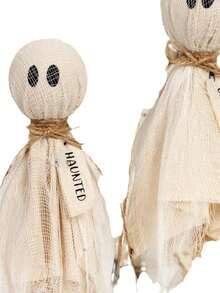 3 件原创风格木制鬼魂装饰物，万圣节室内装饰 - 适用于桌面、架子和壁炉 - 万圣节中心装饰，充满恐怖氛围 - 彩色 - 查看 6