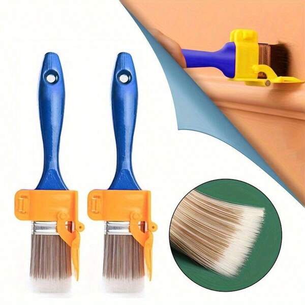 1 pieza Juego de brochas multiusos para pintar bordes, herramienta de pintor de mano de plástico con mango de madera para decoración de paredes, techos, marcos de ventanas y superficies estrechas