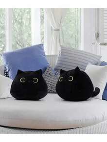 三种尺寸可爱黑猫毛绒抱枕娃娃，柔软舒适，可爱小猫毛绒玩具，高品质儿童礼物，男孩/女孩房间装饰，万圣节礼物 - 彩色 - 查看 9
