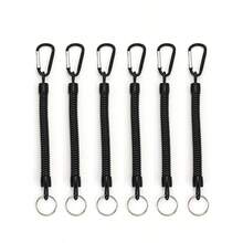 3 件 15 磅测试强度弹性弹簧线圈钥匙扣，带黑色登山扣和环，可拉伸腕带绳，8.46-47.24 英寸可伸缩，内置钢丝 - 黑色 - 查看 12