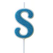 Blue Glitter Birthday Candle - 8 - View 1