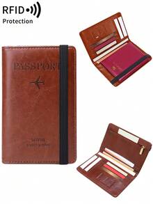 MIYIN 1pc Creative Letter & Airplane Pattern Travel Passport Holder With Zipper Bag RFID Blocking Passport Protective Bag Document Cover Minimalist Solid Color Business Trip Essential Passport Wallet Lightweight Portable Travel Wallet Multi-Functional Card Holder Passport Protector Passport Case For Men And Woman ,Travel Essentials - Multicolor - View 24