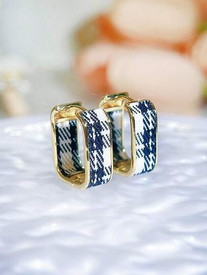 SEQUITO 2 pièces Boucles d'oreilles à créoles rondes style nouveau avec tresse en tissu plaqué or jaune, accessoires de mode pour vêtements quotidiens et de fête pour femmes
