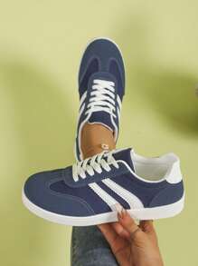 Tênis Casuais Slip-On com Cadarço Femininos, Tênis Esportivos Versáteis, Adequados para Primavera e Outono, Sapatos de Exercício para Estudantes