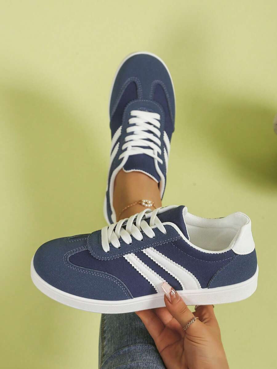 Tênis Casuais Slip-On com Cadarço Femininos, Tênis Esportivos Versáteis, Adequados para Primavera e Outono, Sapatos de Exercício para Estudantes