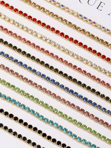 1Box Cute Nail Drill Gold Rhinestone Chains Nail Jewelry Sets - Nail Art Jewelry Sets And Nail Technique Supplies That Nail Artists Must Have For Women And Girls Diy Glamorous Nail Art Decorations, Explore The Charm Of Nails Nail Charms Nail Gems