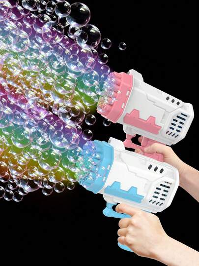 Kids Handheld Gatling Bubble Gun Toy Gift, Outdoor Party Bubble Blower Electric One-Button Bubble Maker Prop, Holiday Gift (No Battery, No Bubble Liquid)