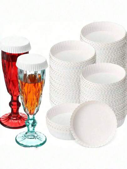300 Tapas de vasos de papel desechables, tapas a prueba de polvo para vasos de agua y tazas de café, cubiertas de vasos de papel para bebidas, cubiertas de vasos de viaje apilables y desechables, cubiertas para bebidas calientes, tapas para beber, adecuadas para el hogar, bodas, fiestas, picnics, cafeterías, hoteles, KTV, bares, recipientes de vidrio, tapas de vasos de papel blanco (con orificio / sin orificio), cubierta antipolvo de viaje - mantiene las bebidas limpias