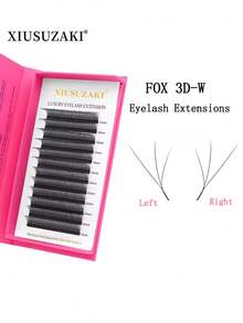 XIUSUZAKI 狐狸造型3D睫毛嫁接哑光黑自动开花假睫毛预制浓密单根睫毛12排