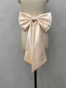 1 件白色缎带双层蝴蝶结配 55 厘米长黑色丝带腰饰情人节