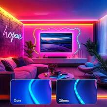 3,28 pies /6,56 pies /9,84 pies /16,4 pies Luces LED, Tira de luz de neón LED 5V RGB, Tira de luz de neón LED para dormitorio, Control remoto de 24 teclas, Luces de cuerda inteligentes RGB que cambian de color, Decoración de dormitorio, sala de estar, familia, fiesta de Navidad, Control de aplicación de teléfono móvil, Luces de cuerda LED, Artículos de decoración de habitación - luz de color - Ver 9