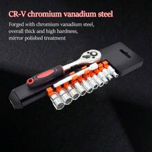 12 件套筒扳手套装 - 钢制，1/4 英寸驱动，加长手柄，非电动，适用于汽车维修和工业用途，需要自行组装，是 DIY 爱好者和专业人士的理想选择