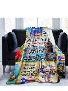 Puerto Rican Themed Flannel Blanket - Vibrant Cultural Prints With Flags, Symbols & Puerto Rico Text - Soft Warm Travel Digital Print,Suitable For All Seasons,      Washable And Machine-Washable, Lightweight, Breathable, Comfortable, Warm,  Unique, 280gsm For Him And Her, Perfect For Naps, Camping, Travel, Family, Daily Life, Office Decoration, Birthday Anniversaries, Valentine's Day, Thanksgiving, Christmas, Halloween, Mother's Day, Father's Day, Wedding,   New Year Gifts Provide Personalized Ideal Gifts For Her, Him, Family Members, Boyfriends,  Girlfriends, Fathers, Family Members, Mothers, Lovers,   Daughters, Sons,   Grandfathers, Grandmothers,     Friends, Classmates And Pets.     Sofa,Bed,Car,Bedroom,Living Room,Office,  Outdoor Camping, Beach,Wall Decoration - 多色5 - 查看 3