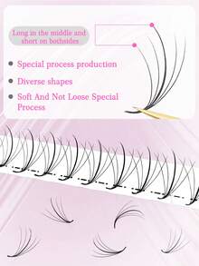 CoMango 300Fans C/D 5D Wispy 预制扇形睫毛延长 0.07MM 尖头底座仿貂皮尖刺睫毛 Wispy 3D 俄罗斯卷单根睫毛延长 睫毛簇、睫毛簇、单根睫毛、睫毛、假睫毛 - 黑色 - 查看 3