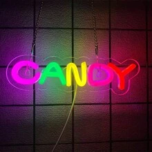 Letrero de neón de snacks, letrero de bar de snacks para decoración de pared de arte, tienda de pasteles y dulces, puesto de snacks, cueva de hombre, bares de café, letrero de luz de neón de snacks coloridos, alimentado por USB, fácil de instalar. - luz policromática - Ver 21