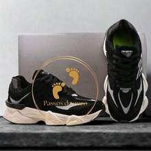 NB 9060 Women's Casual Lace-Up Low-Top Sneakers, New All-Season Outdoor Sports Shoes, Comfortable Sneakers With Durable Anti-Slip Thick Sole - 黑與白 - 查看 2