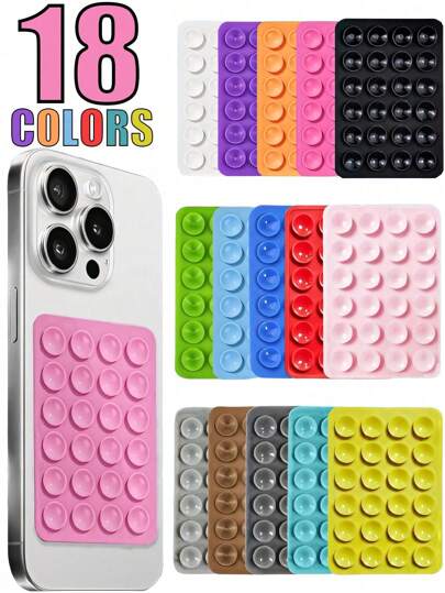 3/5 st. mångsidig fyrkantig silikon sugkoppshållare för mobiltelefon, 24-håls sugkopp med stark vidhäftning, 1/10/20/30/40/50/60 st., lämplig för olika scenarier för att förhindra att telefonen faller, används för video, vibration och självporträtt, telefontillbehör