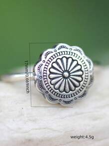 1 Piece Vintage Floral Pattern Ring Antique Silver Ladies Versatile Jewellery Exquisite And Fashionable Daily Wear Can Be Given To A Friend.