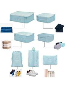 7件套旅行收纳袋防水便携式收纳袋带鞋洗漱用品和洗衣袋旅行配件旅行必需品旅行袋度假度假返校学校用品收纳袋宿舍必备大学