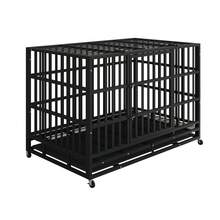 48-Inch Black Heavy Duty Dog Crate With Wheels And Sturdy Door Lock Design, Double Doors And Removable Tray Design For Medium To Large Dogs - màu đen - Xem 9