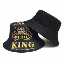 生日派对印花双面渔夫帽，户外旅行沙滩太阳帽